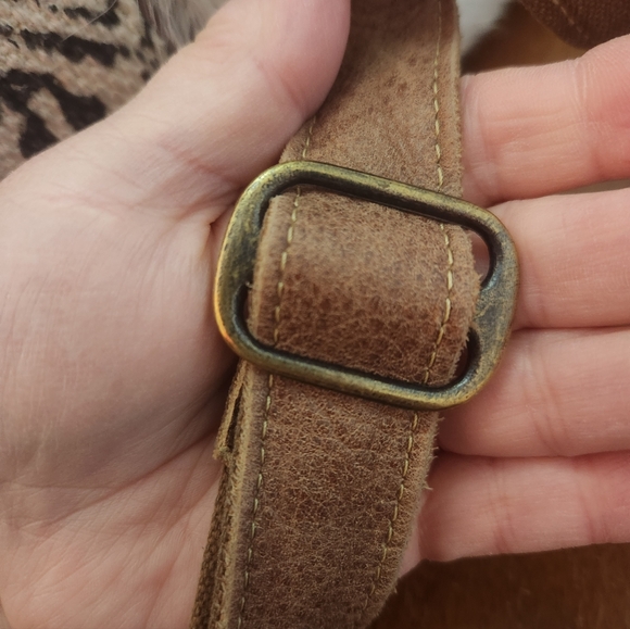 Myra Messenger Crossbody Shoulder Bag With Calf Hair And Leather Emblishment EUC - Picture 9 of 10